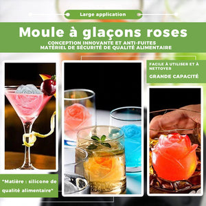 Grand moule à glaçons roses à 4 compartiments