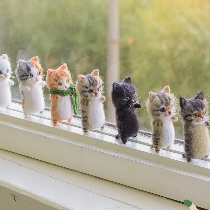 Cadeau de feutre de laine de chat bricolage pour les amoureux des chats