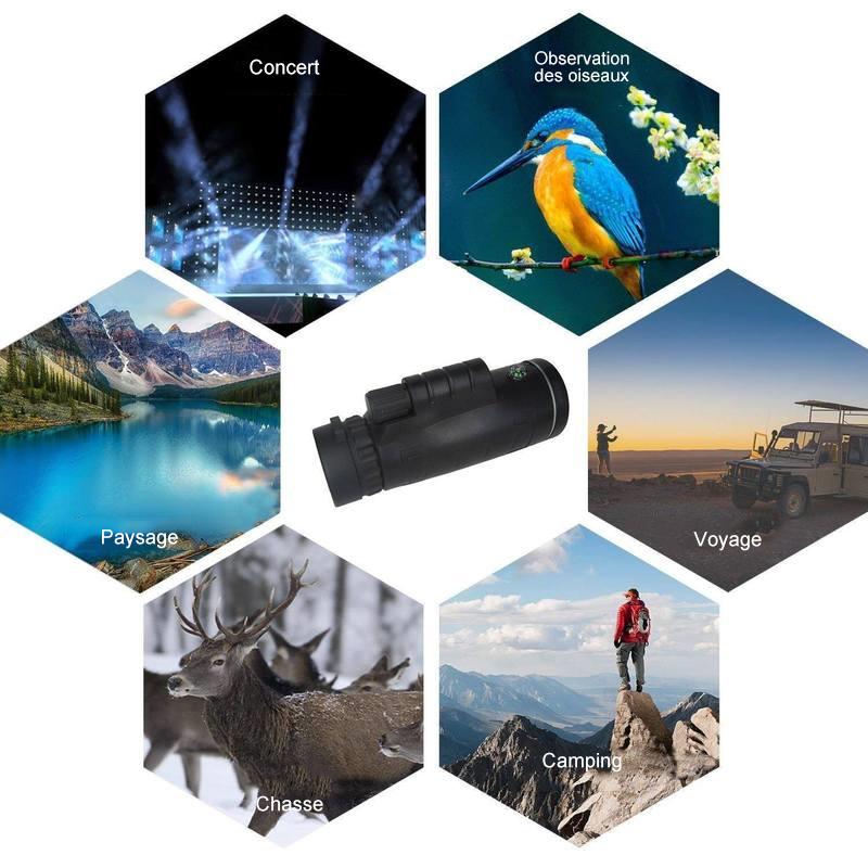 Télescope Monoculaire de Puissance Elevée 12X50 avec Adaptateur Smartphone et Trépied, Etanche et Anti-buée - ciaovie