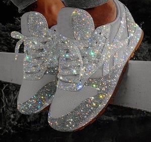 Chaussures de Sport Blanches Étincelantes pour Femmes - ciaovie