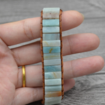 Bracelet en Pierre d'Amazonite Semi-précieuse Naturelle fait à la main