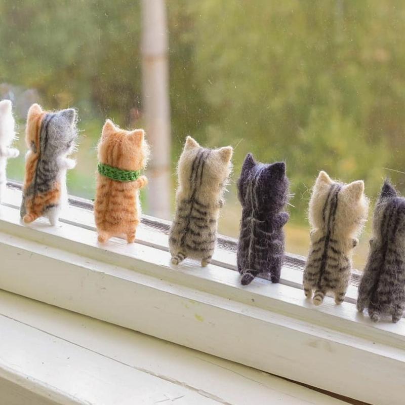 Cadeau de feutre de laine de chat bricolage pour les amoureux des chats