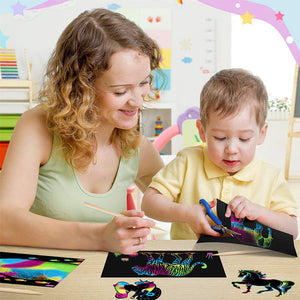 Ensemble d'Art de Papier à Gratter Coloré pour Enfants