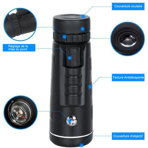 Télescope Monoculaire de Puissance Elevée 12X50 avec Adaptateur Smartphone et Trépied, Etanche et Anti-buée - ciaovie