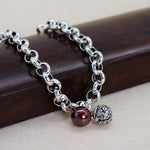 Bracelet Grelot avec Grenat Rouge