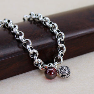 Bracelet Grelot avec Grenat Rouge