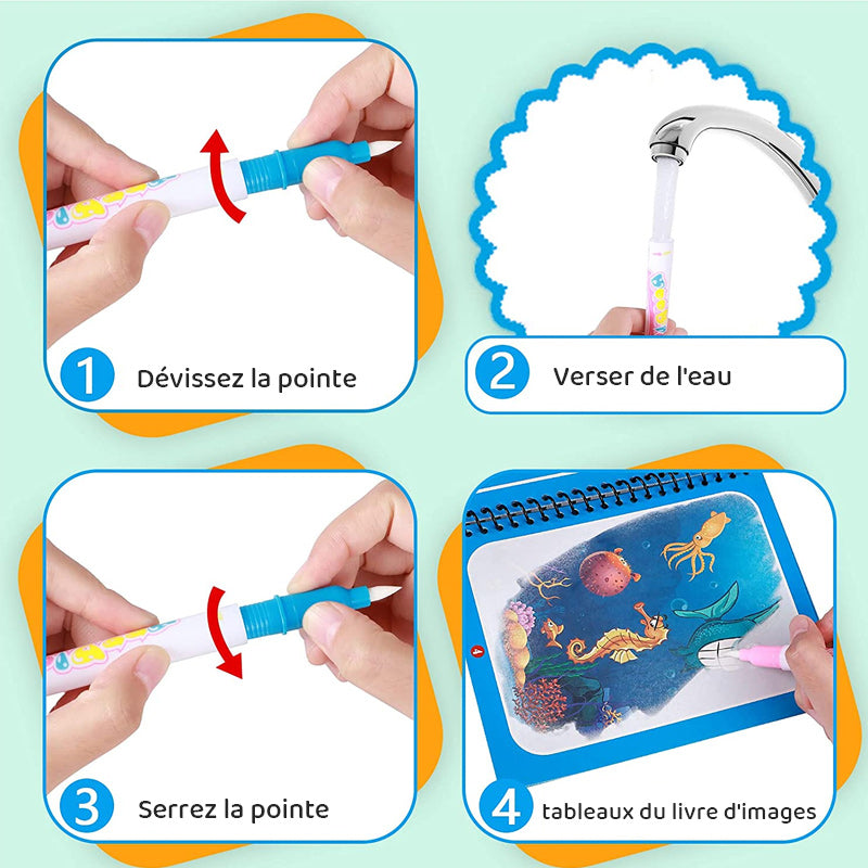 Livre de coloriage de l'eau magique
