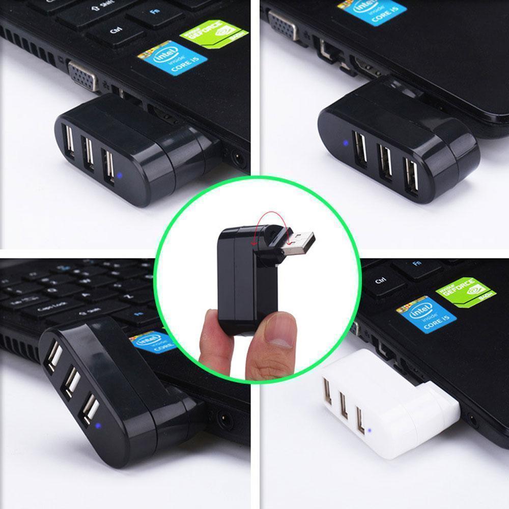 Mini Concentrateur USB Rotatif à 3 Ports