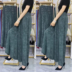 Pantalon Large Taille Haute à Imprimé Vintage pour Femme