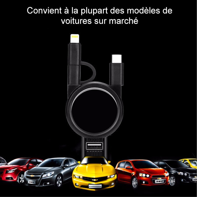 3-en-1 Chargeur Voiture Avec Câble Rétractable - ciaovie