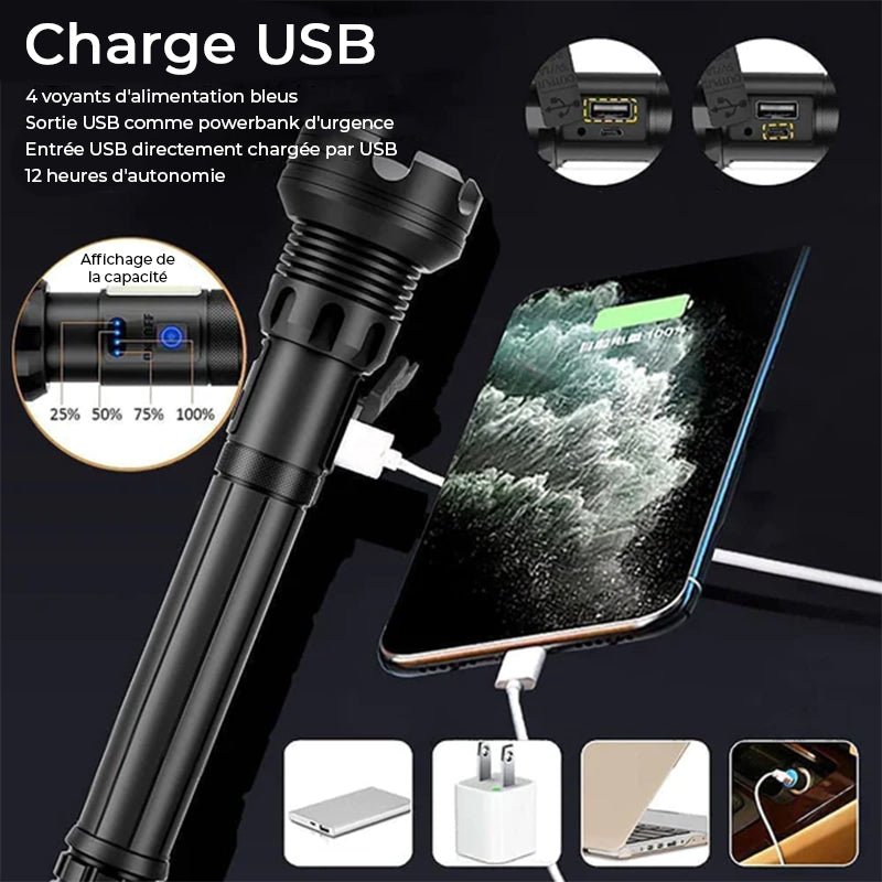 Lampe de Poche Laser Tactique Rechargeable LED