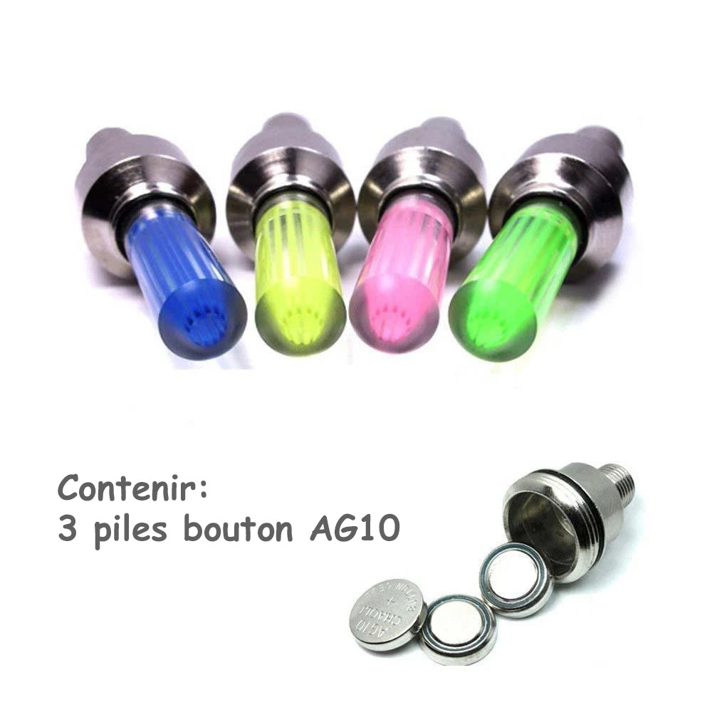 Bouchon de Valve LED Lumineux pour Roue de Vélo