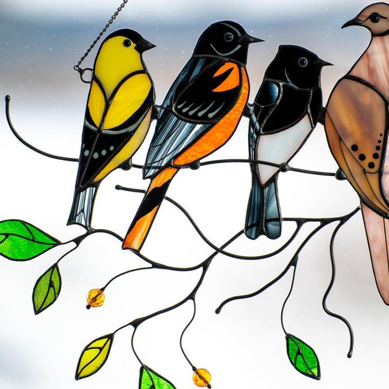 🎁Tentures de vitrail oiseaux🐦