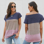 T-shirt à Manches Courtes d'épaule Diagonal - ciaovie
