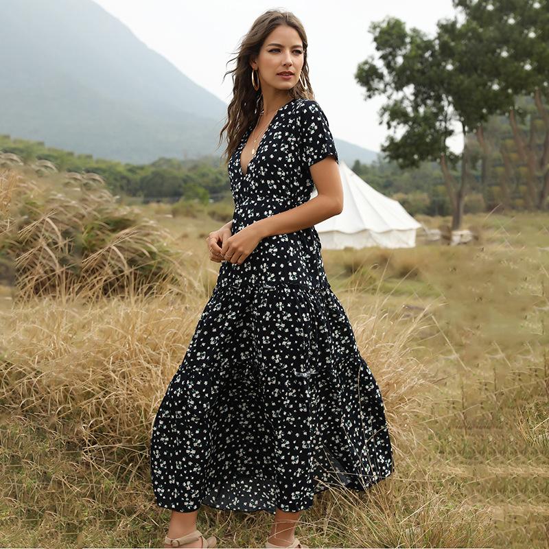 Robe bohème à encolure en V