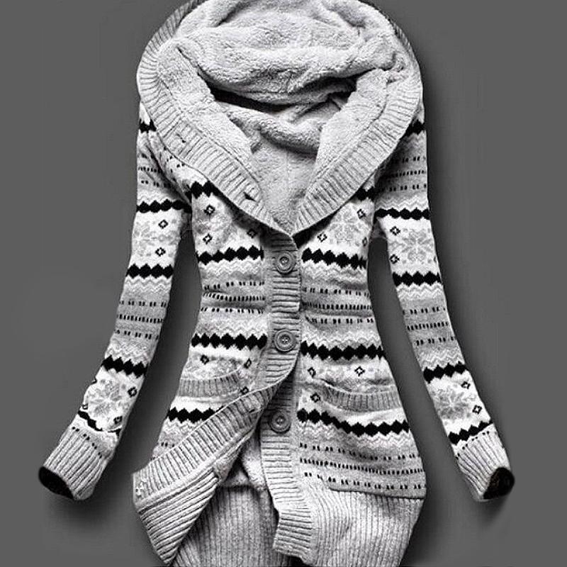 Ciaovie™ Hiver Cardigan Sweat Tricoté à Bouton à Capuche - ciaovie