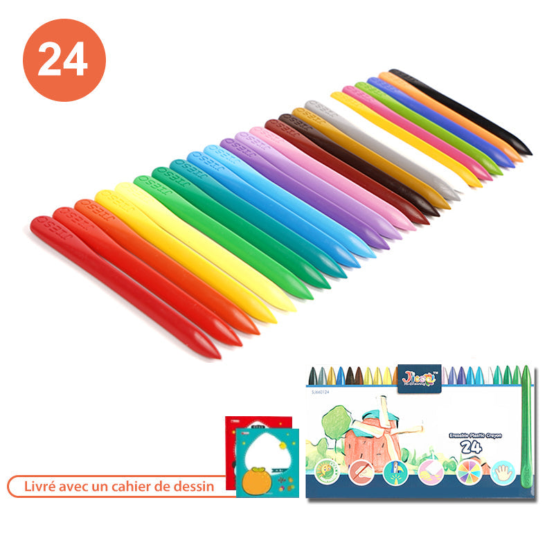 Ensemble de Crayons en Cire Organique pour Enfants (Livré avec un livre de dessin)