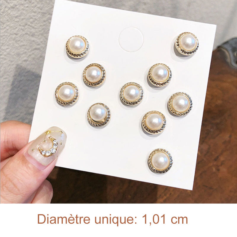 Ensemble de Boutons de Broche de Couverture de Perles (10 pièces)