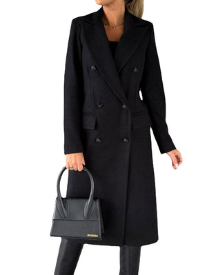 Manteau en laine à double boutonnage à manches longues
