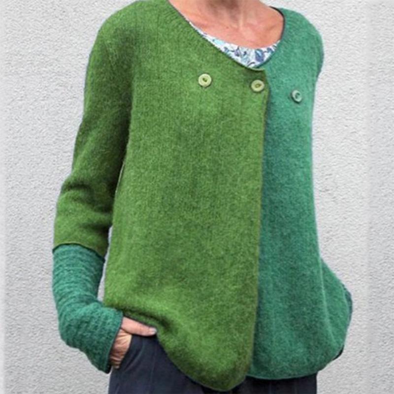 Pull en Tricot de Couleur Contrastée