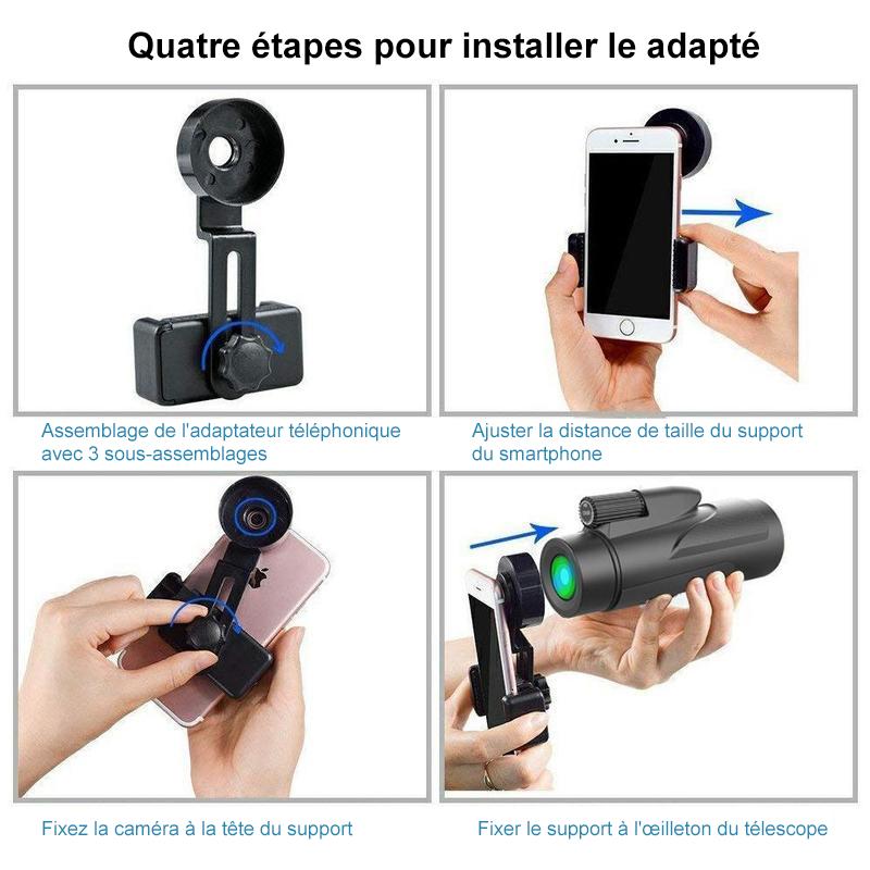 Télescope Monoculaire de Puissance Elevée 12X50 avec Adaptateur Smartphone et Trépied, Etanche et Anti-buée - ciaovie