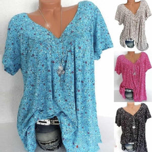 T-shirt d'été décontracté à manches courtes et à col en V pour femmes