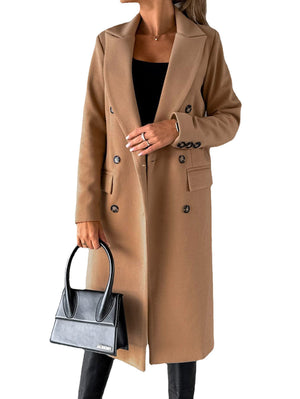 Manteau en laine à double boutonnage à manches longues