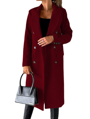 Manteau en laine à double boutonnage à manches longues
