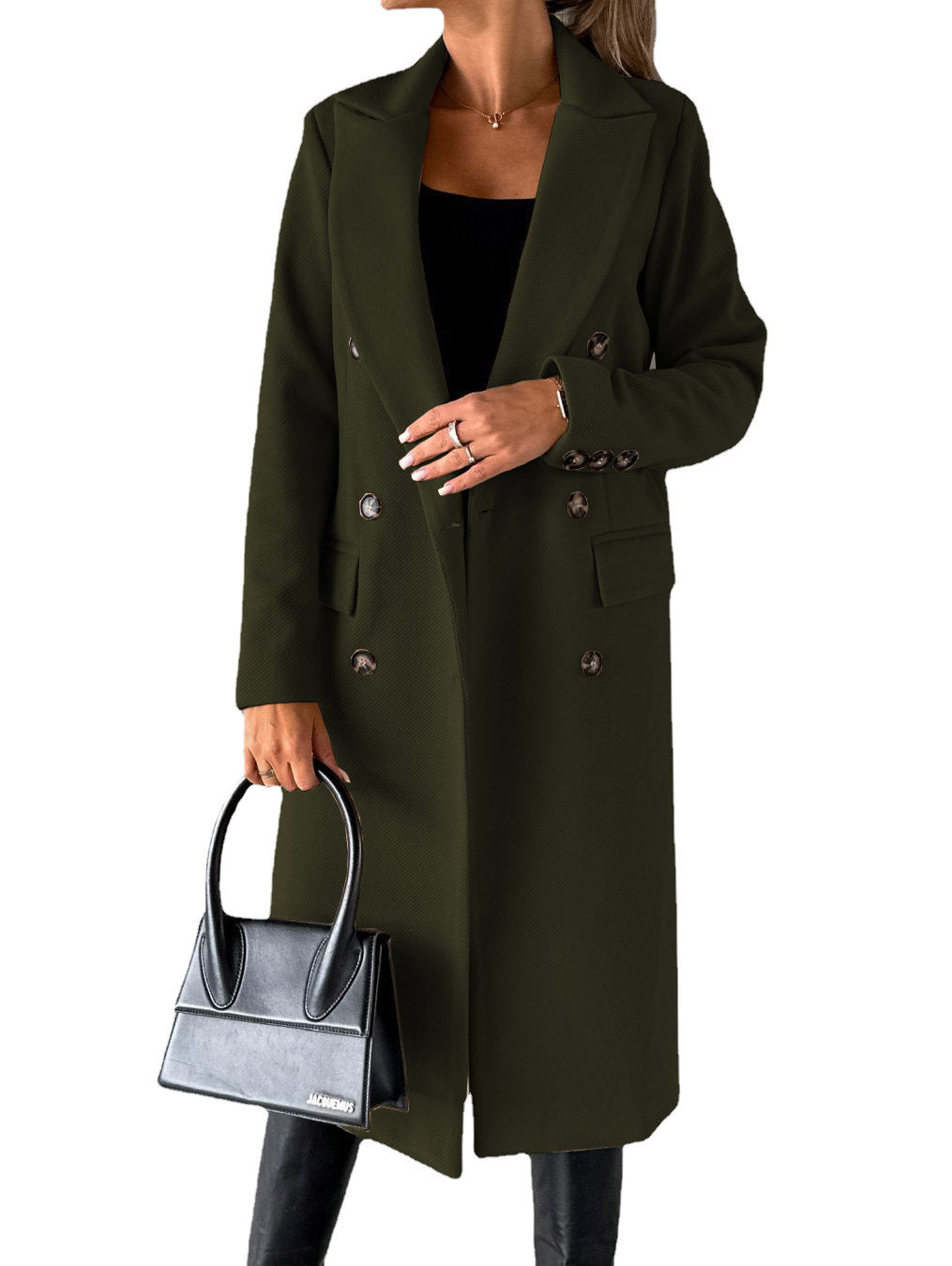 Manteau en laine à double boutonnage à manches longues