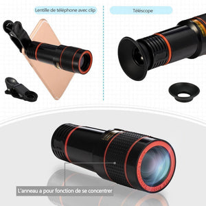 Kit d'objectif pour caméra de téléphone 12X - ciaovie